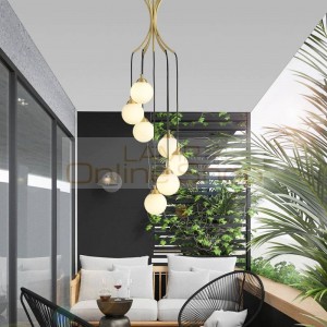 Stairwell long chandelier Nordic modern living room Pendant Lamps creative restaurant lamp rotating G9 glass Hanging Lights