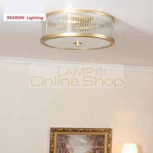 Style American Copper led Ceiling Lamps European Living Room Lamp Bedroom Lamp Corridor Light Porch Lighting gold E27