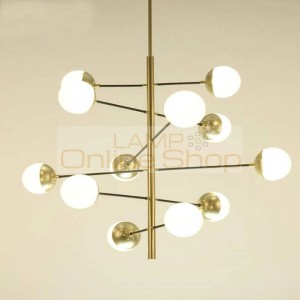 Suspension Luminaire Nordic Modern Wrought Iron LED Pendant Lights for Living Room Bedroom Glass Ball Deco Hanging Lamp Fixture