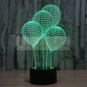 The balloon shape 3D night light with touch switch LED acrylic 7 colors auto change 3D illusion lamp for holiday deco table lamp