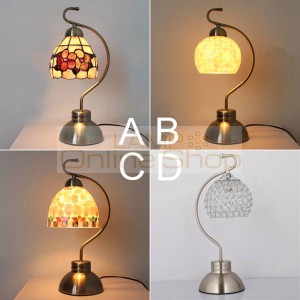 Traditional Tiffany Desk Lamp Shell Lamp Shade Country Style Bedside Lamp brass color romantic and warm white E27 led bulb