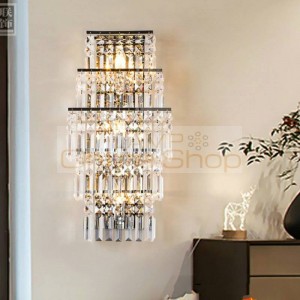 villa 5 layers large Crystal Wall light for Living Room Led Wall fixtures Long crystal standing Wall Lamp hallway Led Luminaire