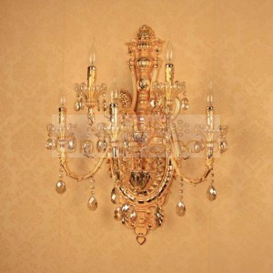 Villa Large wall fixtures Mission style gold finish Hotel church 5-arm big walkway crystal Wall Lamp dining Room home Led sconce
