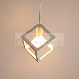 Vintage Cube Pendant Light Nordic Industrial Iron art creative hanging Light with 9w lamp Cafe Bar single Loft drop Lamp