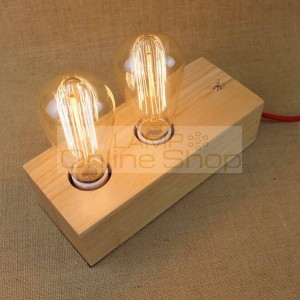 Vintage double head wood Table Lamps Edison Bulb Desk Lamp wooden light fixtures E27 modern table lamps for living room bedroom