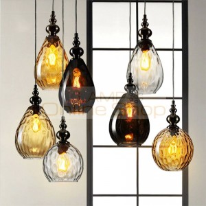 Vintage Glass Pendant Light resraurant cafe bar industrial indoor lighting Pendant Lamp living Dinning room home hanglamp