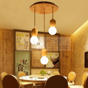 Vintage loft wood pendant lighting 1-6 heads wooden japan style hanging lamp dining living room restaurant kitchen light