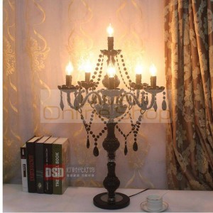 Wedding Led Black Crystal Table Lamp Glass Candlestick De Mesa Black Led Candle Holders Living Room Bedside Guide Lamp