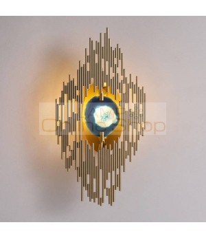 New classical agate wall lamp Plated metal gold wall mounted light home foyer corridor lighting G9 led wall sconce 